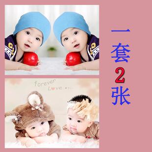 龙凤宝宝海报照片婴儿画报墙贴漂亮可教 一套2张 娃娃画像婚房