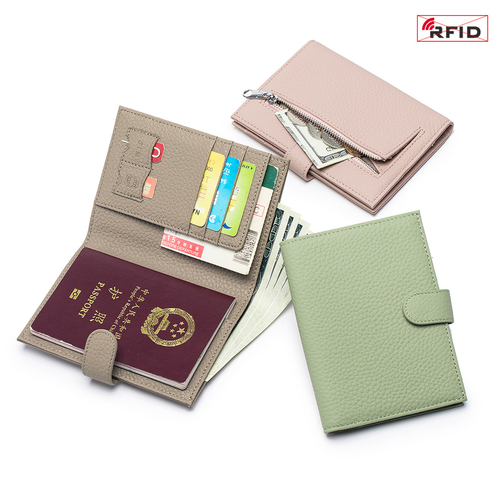 真皮RFID超薄护照包多功能钱包机票夹护照证件皮夹收纳包 2024新款