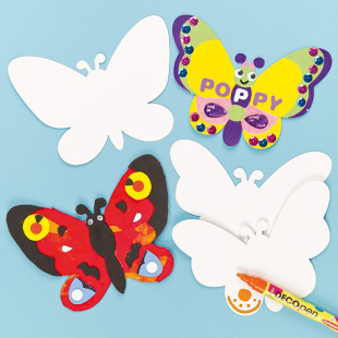 春天DIY彩绘花朵白纸板蝴蝶 幼儿园儿童手工制作涂鸦绘画美术素材