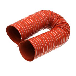 通风高 软管胶管风管烟红色矽管道钢丝0新风温耐高温硅胶伸缩30度