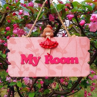 门牌挂饰 饰品墙壁墙面挂牌个性 红衣小仙女定制房间门牌创意家居装