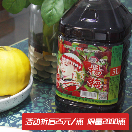 包邮 8度 湖南靖州特产杨梅酒果酒农家自酿传统工艺酿造杨梅红酒3L