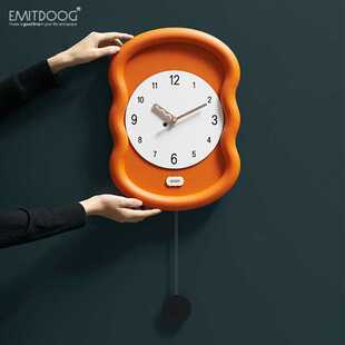 EMITDOOG免打孔钟表现代简约家用客厅挂钟玄关时钟创意艺术座钟