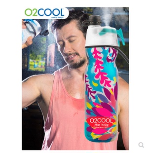 美国O2COOL喷雾水壶运动健身多功能防摔男女便携学生喷水水杯儿童