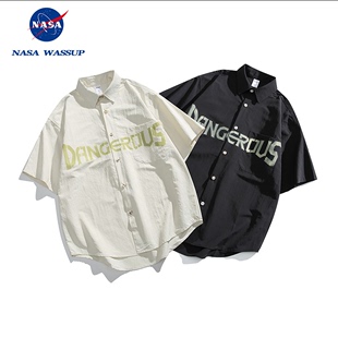 男士 NASA 简约时尚 WASSUP 百搭字母印花衬衫 2024年新款