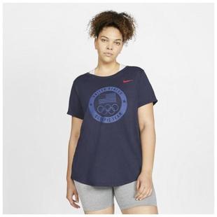 Nike 圆领套头印花海军蓝正品 短袖 N9596451 耐克女运动T恤夏季