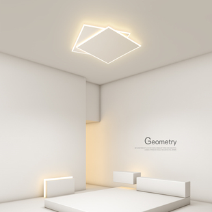 简约现代卧室灯几何led吸顶灯创意客厅灯书房灯方形房间中山灯具