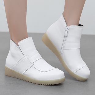 2022新款 棉靴软底白色护士短靴单靴女工作鞋 护士棉鞋 高帮保暖 冬季