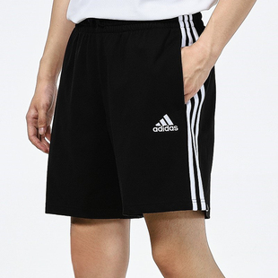 Adidas 阿迪达斯男子跑步条纹运动短裤 GK9988 松紧腰针织五分裤