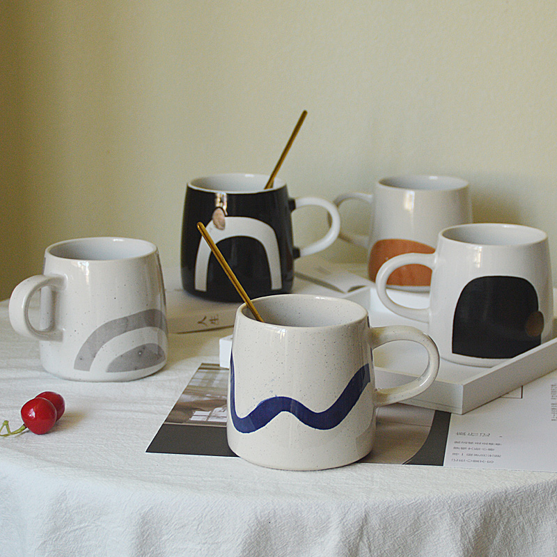 咖啡杯陶瓷水杯创意马克杯手绘情侣杯子文艺早餐杯北欧ins风 日式