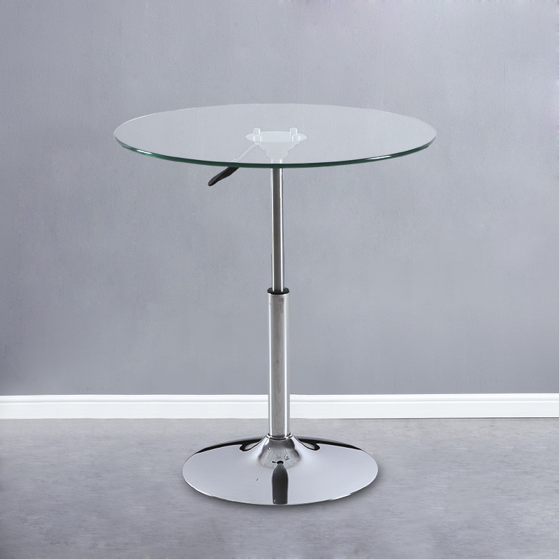 钢化玻璃小圆桌简约升降圆形洽谈桌子餐桌休闲咖啡桌不锈钢可旋转