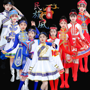 少数民族舞台表演服 六一蒙古族筷子舞儿童女袍舞蹈演出服装 新款