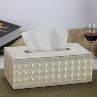 丽然 欧式 客厅餐巾抽纸盒 可爱创意家用车载 简约复古皮革纸巾盒