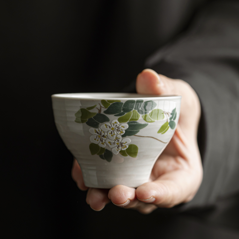 草木灰主人杯复古个人专用陶瓷单杯手拉纹杯子功夫茶具个人品茗杯