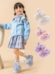 女宝宝棉鞋 秋冬2023新款 包跟室内防滑2岁1保暖可爱兔子 儿童棉拖鞋