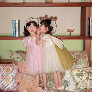 左小甜 金丝刺绣翅膀仙女风公主系重工蓬蓬裙620052 女童韩版