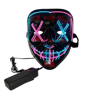 万圣节LED面罩V字仇杀队成人儿童派对恐怖搞笑EL发光面具双色面具