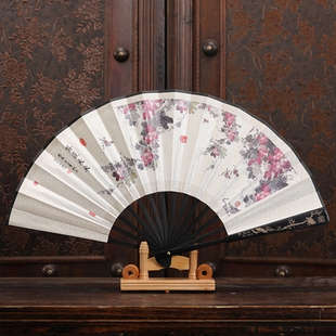 8寸折扇绢布雕刻印刷丝绸定制中国风男女礼品舞蹈转扇古韵扇子