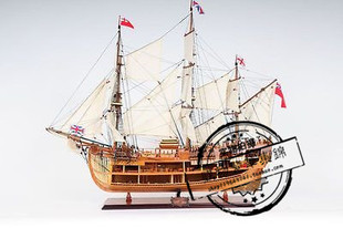 代购 船模 饰实木 HMS奋进号船体模型船T275开放摆件收藏高桅帆船装