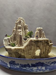 天然吴定石吸水石假山菖蒲桌面摆件意境景观山水盆景绿植一物一拍