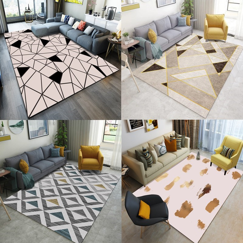 ins北欧简约几何地毯客厅沙发地毯茶几垫卧室床边家用地毯可定制