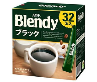 无蔗糖提神速溶纯咖粉啡32条装 日本进口AGF黑咖啡blendy醇香美式