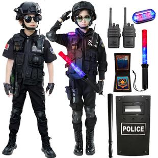 万圣节职业角色扮演警察演出服礼物 男孩女孩军装 儿童特警衣服套装