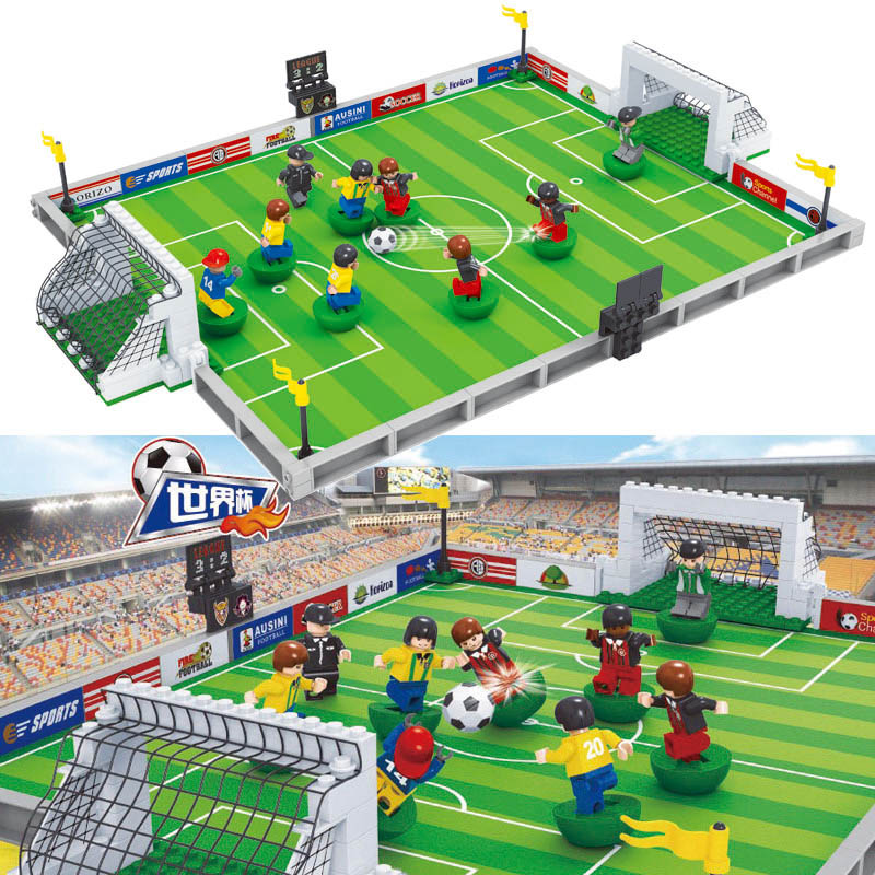 成人城市系列创意力玩具世界杯 组装 男孩子益智力小积木足球场拼装