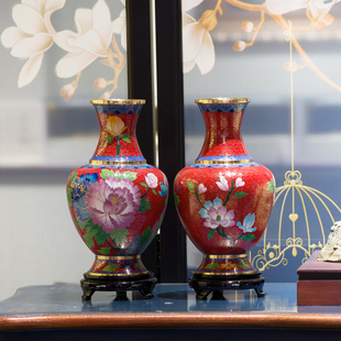 北京景泰蓝花瓶纯铜胎掐丝珐琅花瓶摆件艺术品周器垒特色手工艺