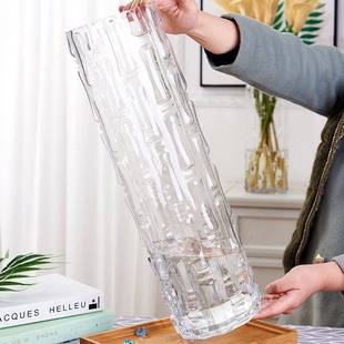 特大号落地大花瓶摆件客厅高档水晶玻璃花瓶家用转运竹富贵竹花瓶