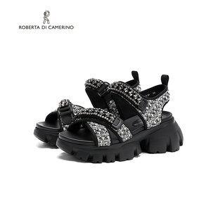 Roberta诺贝达女鞋 2024夏新款 RM246003 小香风舒适休闲运动凉鞋