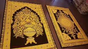 饰画ins 迪拜挂毯阿拉伯金丝宝石金丝挂毯印度手工壁毯装