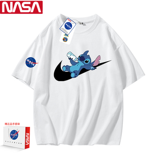 NASA联名史迪仔短袖 纯棉潮流半袖 新款 宽松上衣服 T恤男女情侣夏季