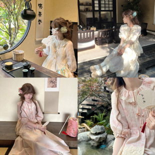 套装 DOLL原创 女夏季 樱花白茶 设计感小上衣半身裙套装 新中式