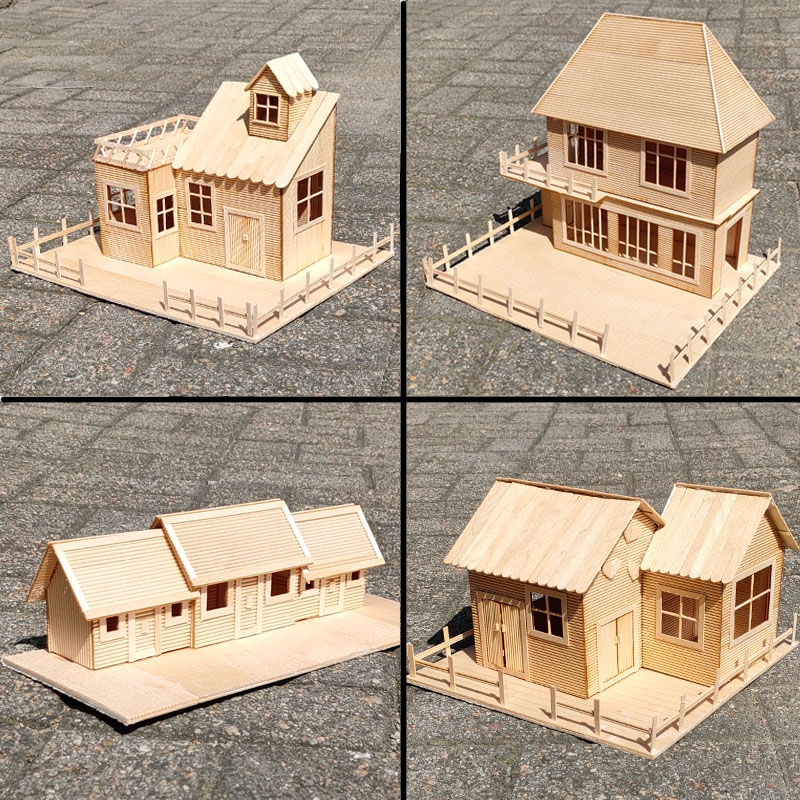 玩具 雪糕棒棍木条diy手工制作房子建筑模型材料冰棒棍棒别墅拼装
