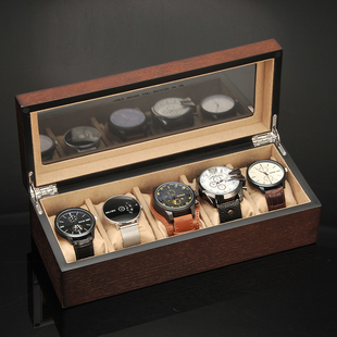 腕表盒 俪丽手表盒子复古手表盒收纳盒创意简约木质五表位便携式