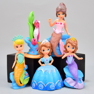 饰苏菲亚公主美人鱼摆件儿童玩具安柏动漫人偶女 迪士尼公仔蛋糕装