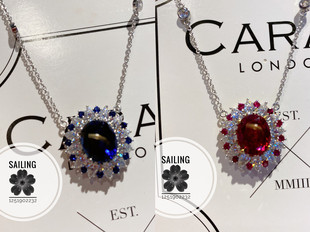 4克拉红蓝宝 英国CARAT LONDON 人造宝石钻石项链 香港专柜 现货