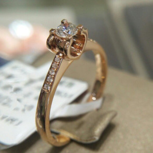 求婚结婚订婚玫瑰金1克拉一50分钻石戒指牛头女款 福大生钻戒正品