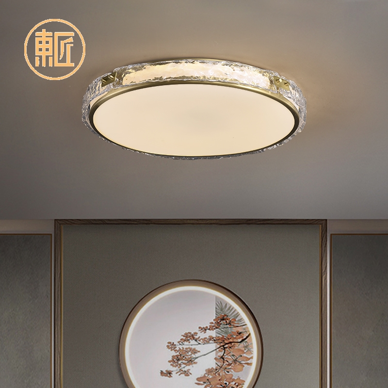 客厅吸顶灯长方形简约中国风现代大气餐厅灯全铜卧室主灯具 新中式
