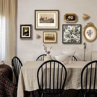 法式 客厅组合挂画沙发背景墙卧室装 复古轻奢花卉餐厅壁画 饰画美式