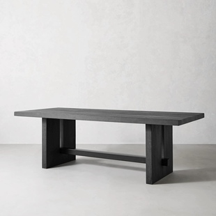 会议桌简约长条桌工作台 极简工业风实木办公桌铁艺原木大板桌个性