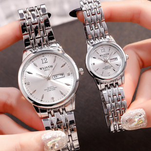 手表礼物 1314情侣手表一对钢带防水男女刻字非机械学生情侣款 时尚
