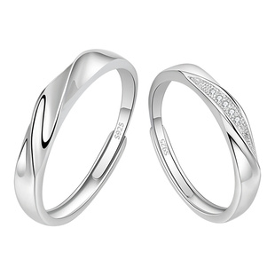 GLTEN莫比乌斯环情侣戒指纯银对戒一对素圈结婚生日礼物送男女友
