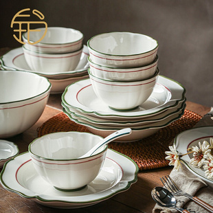 碗碟套装 家用2023新款 碗筷盘子北欧简约高级感陶瓷餐具碗具礼盒装