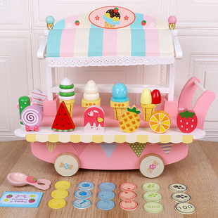 冰淇淋车玩具女孩宝宝手推车购物儿童过家家冰激凌车雪糕玩具套装
