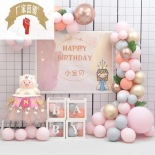 饰气球派对儿童粉色主题趴场景背景墙定制2 女宝宝1周岁生日布置装