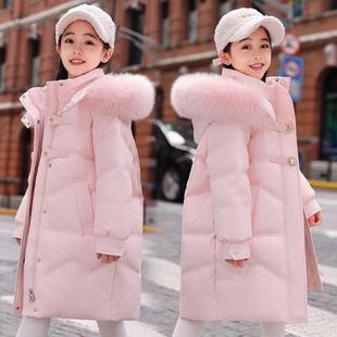 外套 加厚韩版 童装 中大童冬装 巴拉橙儿童羽绒服女童中长款 2023新款