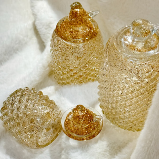 水晶玻璃收纳瓶摆件带盖玻璃瓶水晶罐 ehome糖果罐储物罐欧式