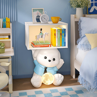 儿童房床边柜 可爱床头柜替代品家用卧室置物架储物卡通落地灯个性